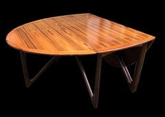 Danish Hardwood Oval Drop Leaf Dining Table by Kurt Østervig