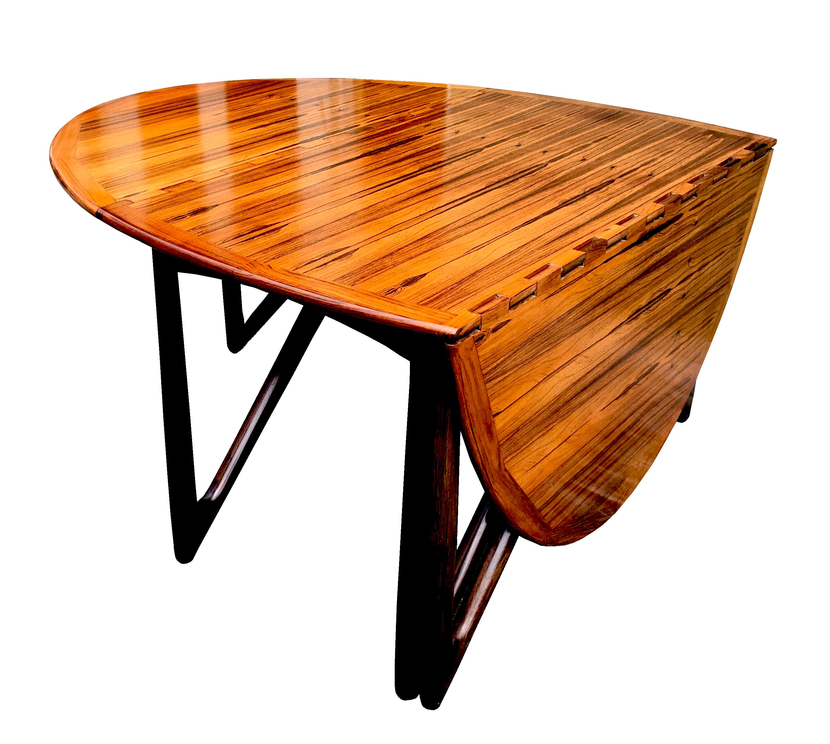 Danish Hardwood Oval Drop Leaf Dining Table by Kurt Østervig at 1stDibs