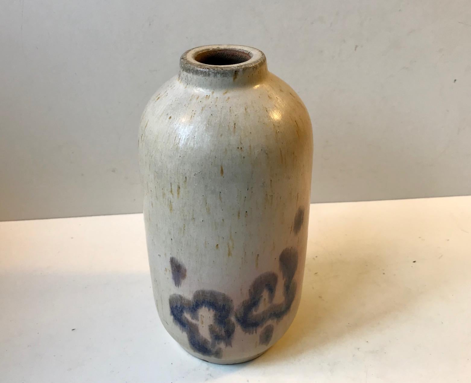 Late 20th Century Danish Haresfur Stoneware Vase by Ellen Madsen for Lee Keramik, 1970s For Sale