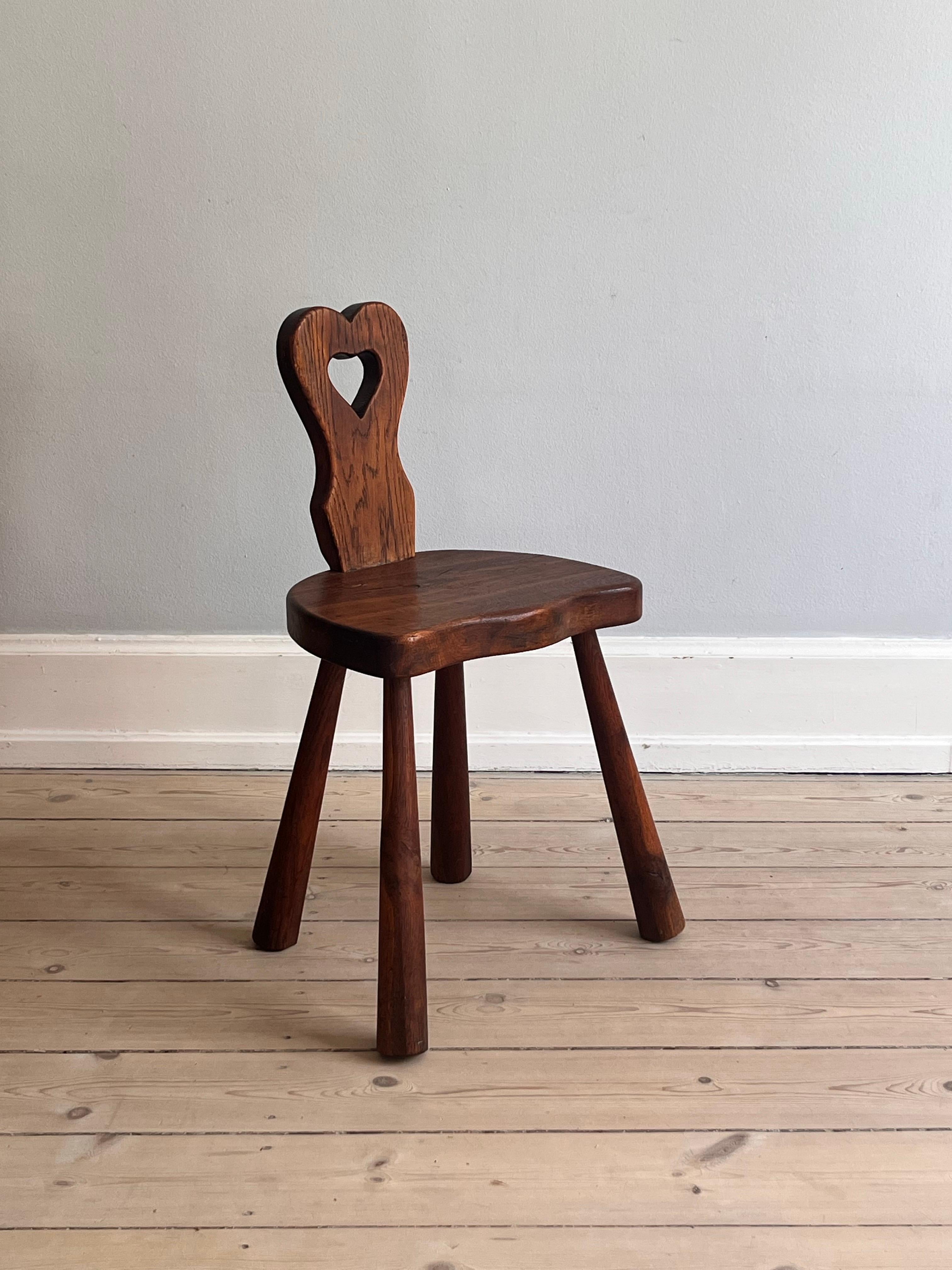 Folk Art Danish heart-shaped folk chair from the 1920s For Sale