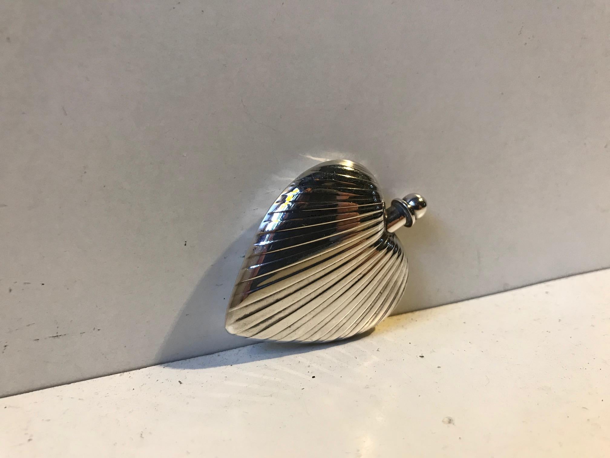 Art Deco Danish Heart Tabatiére, Snuff Box in Silver, Hans Jensen, 1930s