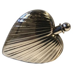 Danish Heart Tabatiére, Snuff Box in Silver, Hans Jensen, 1930s