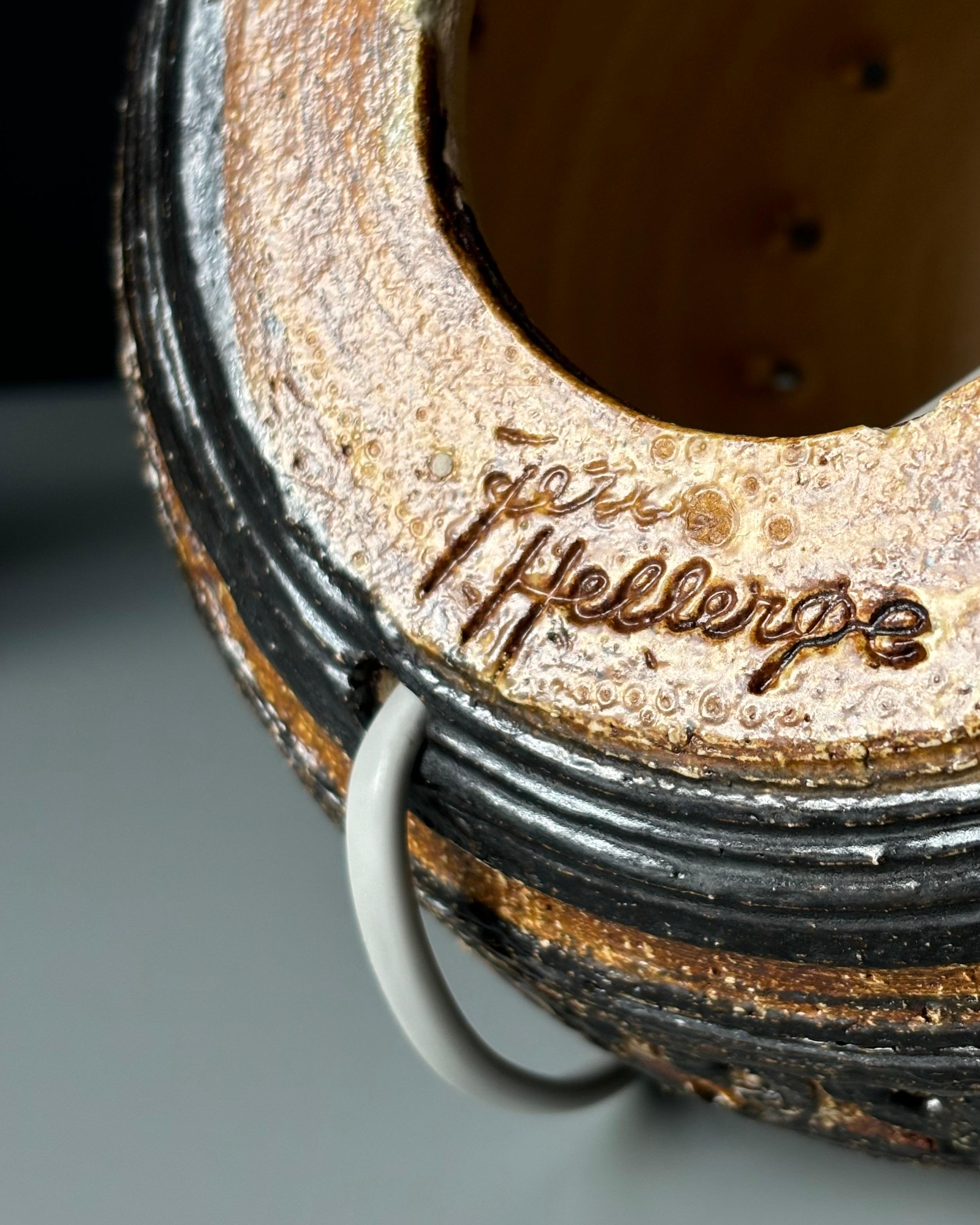 Paire de lampes de table en céramique rustique d'art populaire Hellerøe, 1970 en vente 2