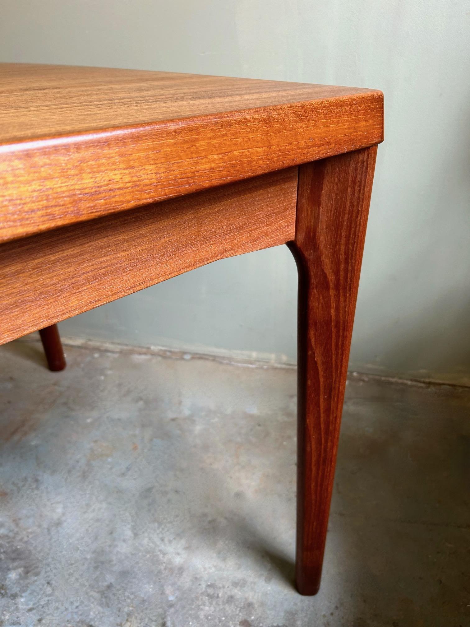 Polished Danish Henning Kjærnulf for Vejle Møbelfabrik Teak Extending Dining Table 1960s For Sale