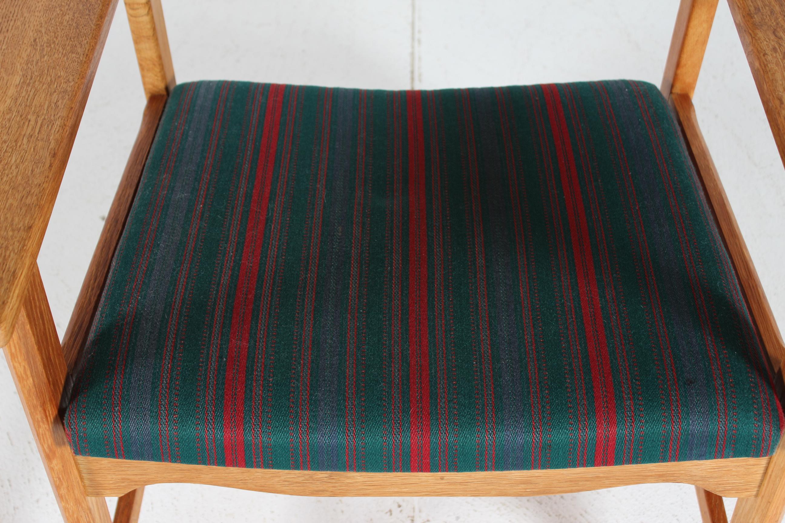 Danish Henning Kjærnulf Lounge Razor Blade Armchair Solid Oak with Striped Wool For Sale 2