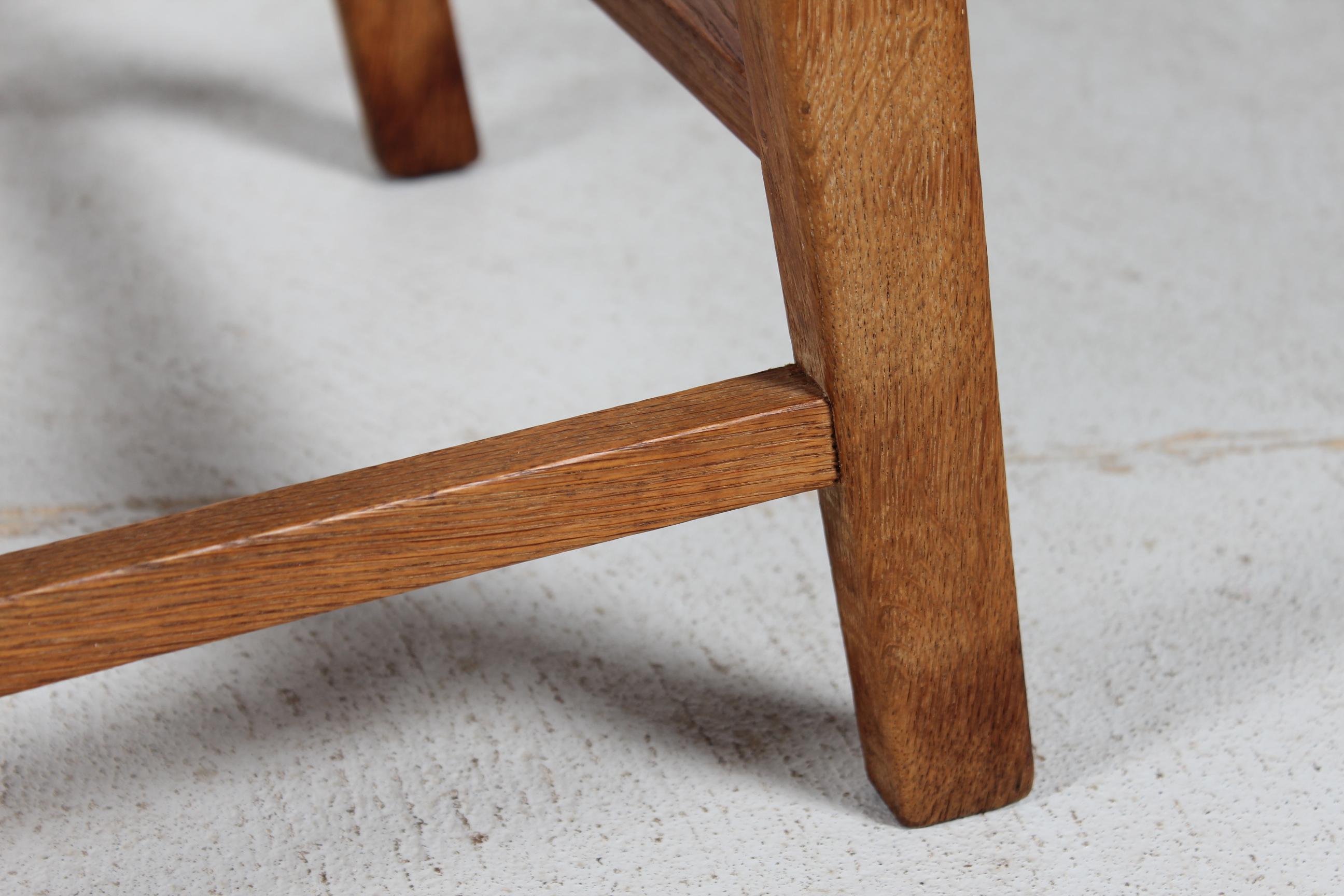 Danish Henning Kjærnulf Razor Blade Armchair of Solid Oak with New Sheep Skin For Sale 3