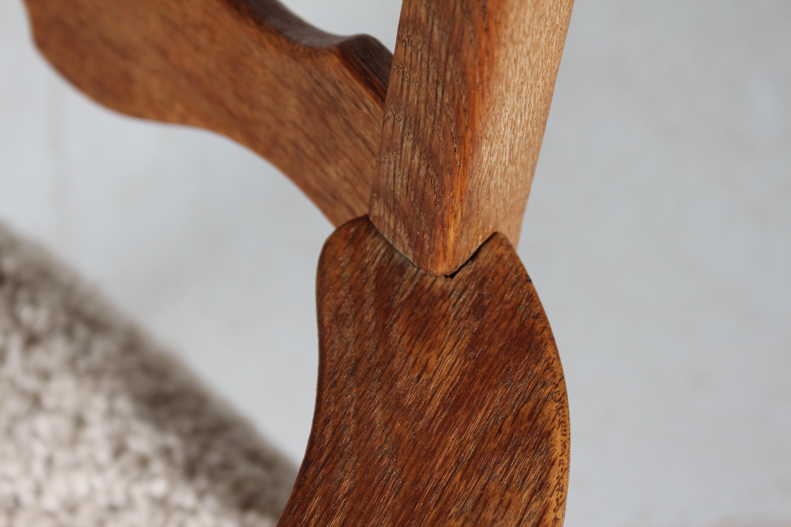 Danish Henning Kjærnulf Razor Blade Armchair of Solid Oak with New Sheep Skin For Sale 7