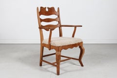 Danish Henning Kjærnulf Razor Blade Armchair of Solid Oak with New Sheep Skin