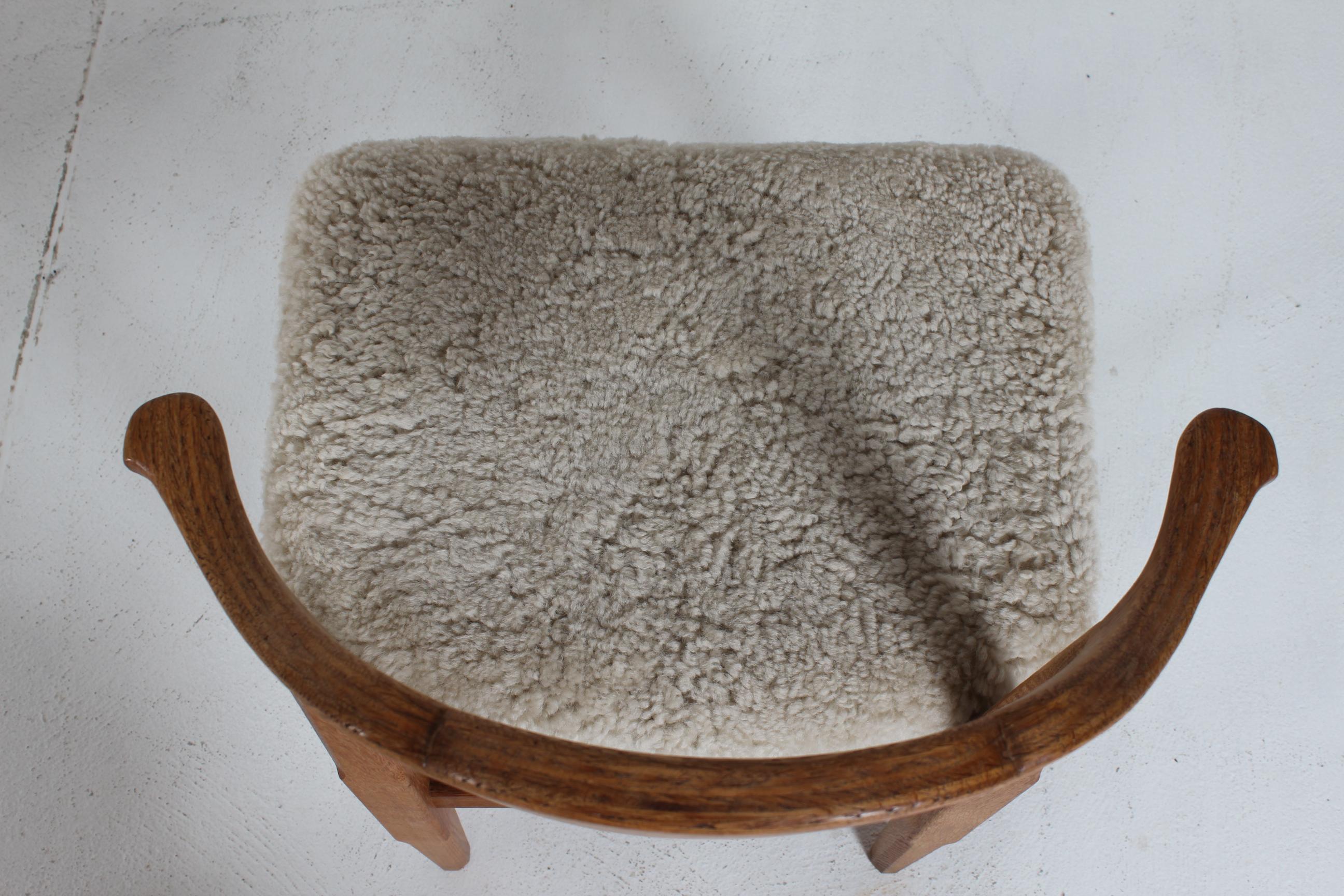 Danish Henning Kjærnulf Set of 6 Dining Chairs of Solid Oak and Sheepskin, 1970s 3
