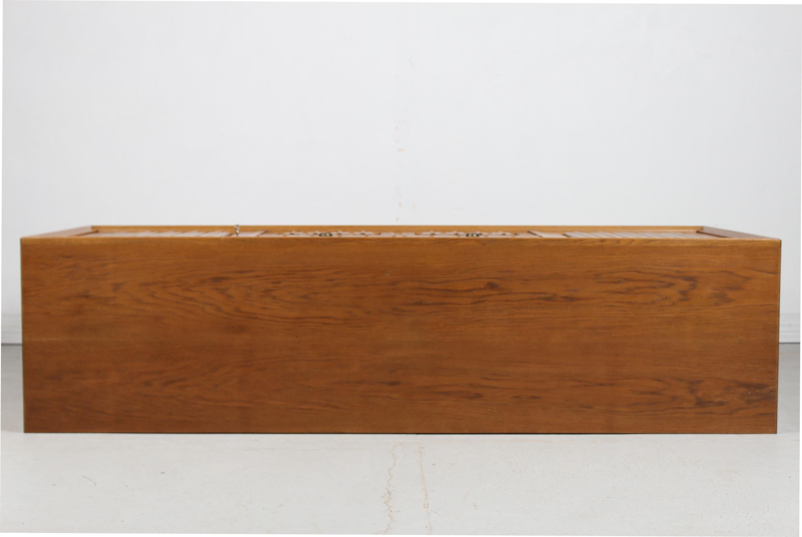 Danish Henning Kjærnulf style Long + High Sideboard of Solid carved Oak 1970s 6