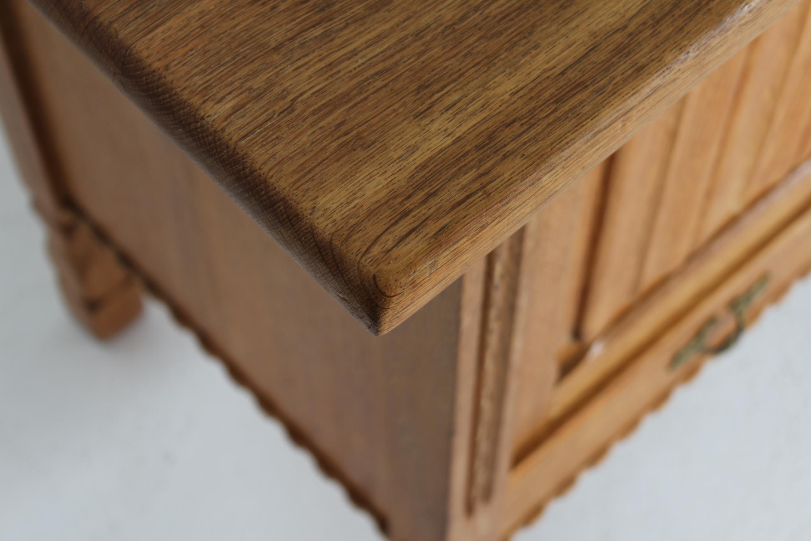 Danish Henning Kjærnulf style Long Sideboard of Oak with 4 Doors Brutalist 1970s For Sale 7