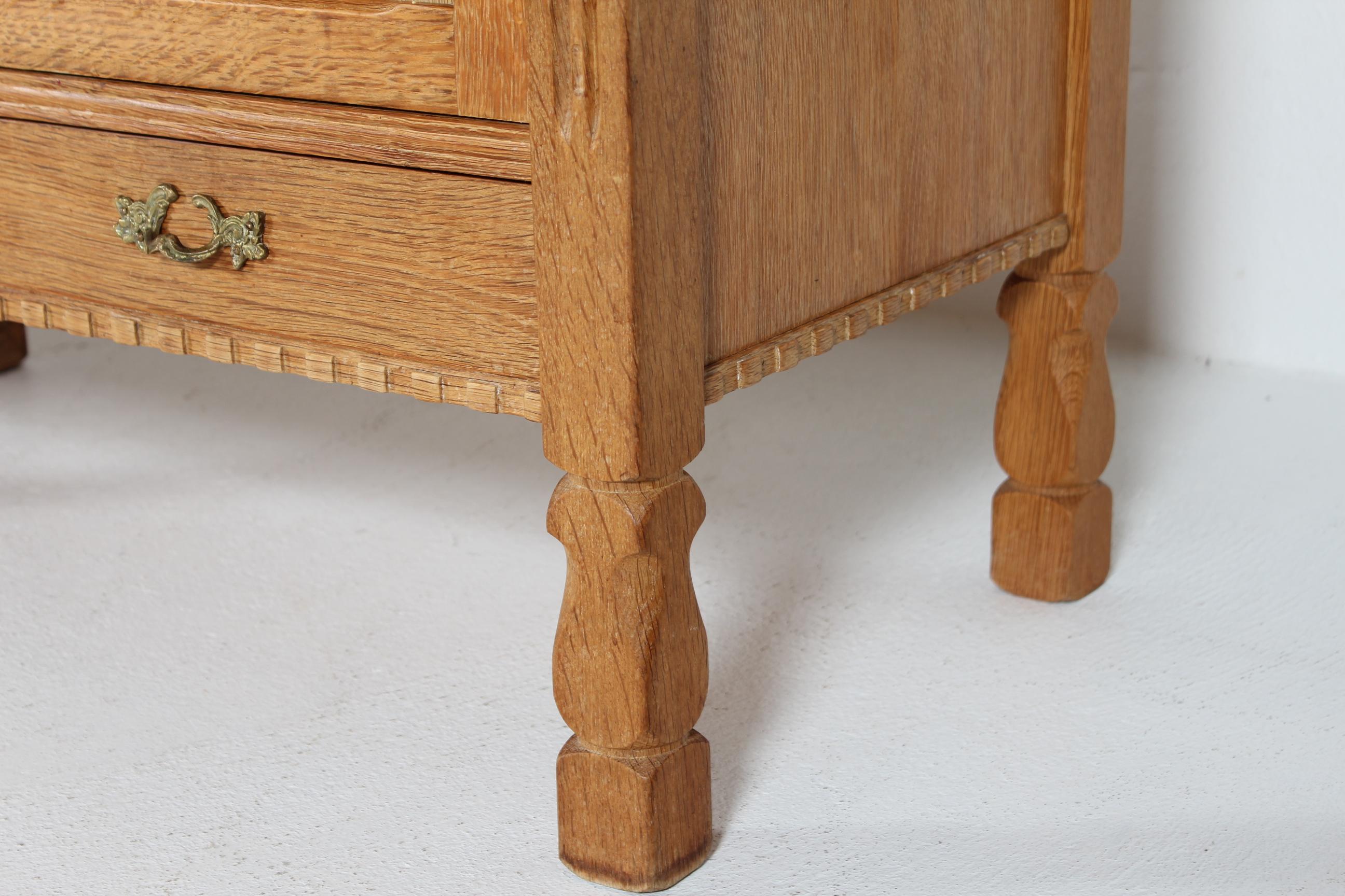 Danish Henning Kjærnulf style Long Sideboard of Oak with 4 Doors Brutalist 1970s For Sale 8