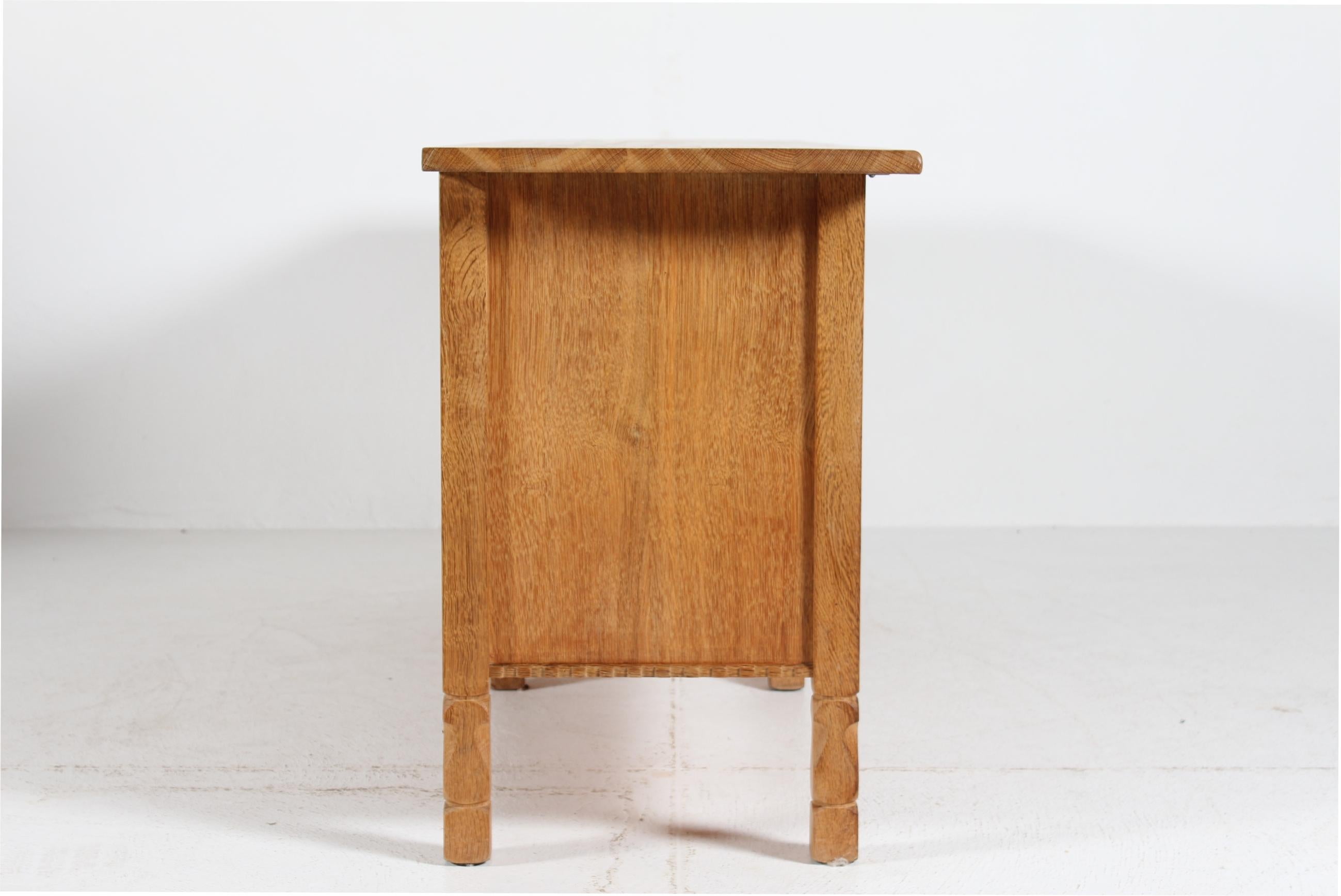 Danish Henning Kjærnulf style Long Sideboard of Oak with 4 Doors Brutalist 1970s For Sale 13
