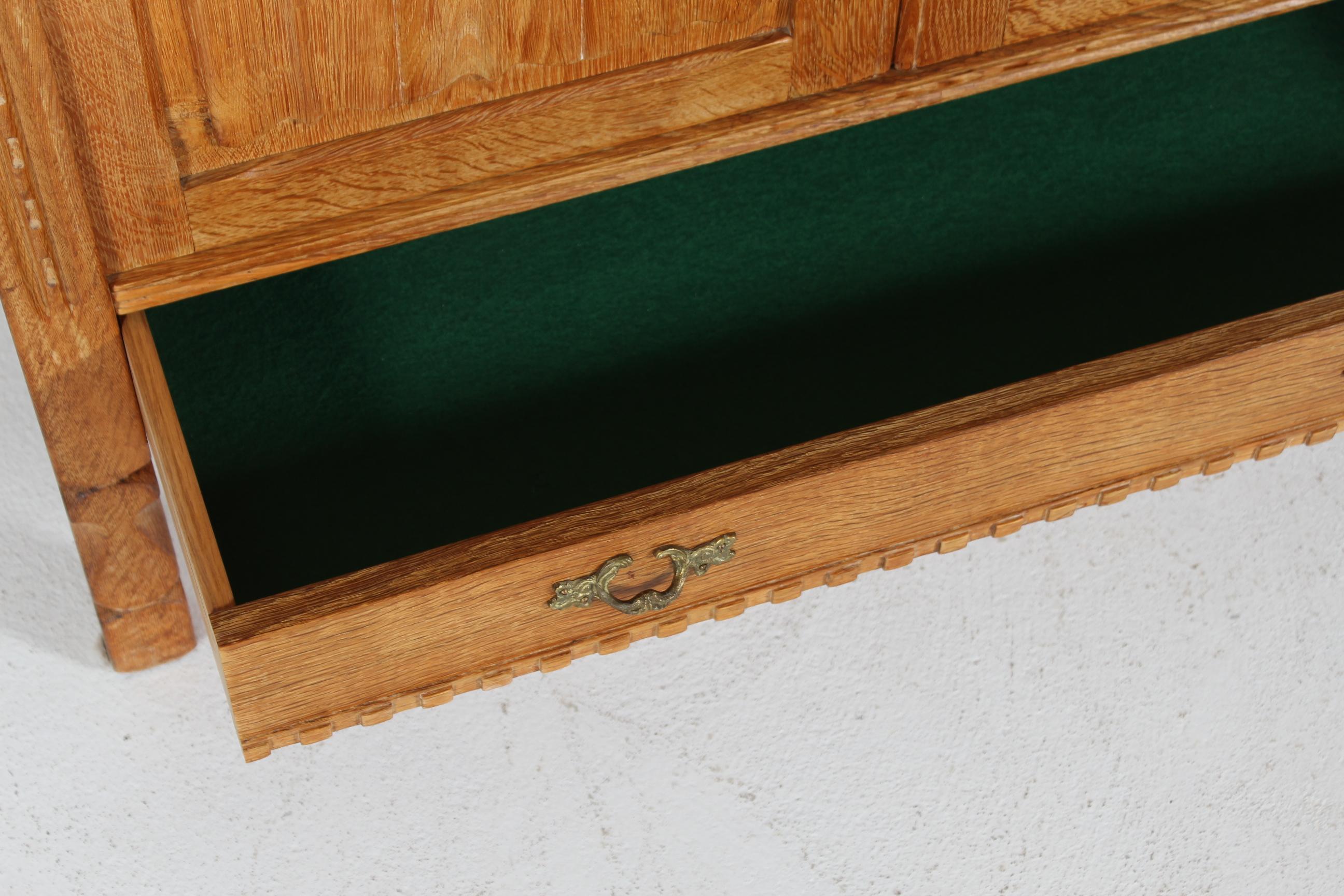 Danish Henning Kjærnulf style Long Sideboard of Oak with 4 Doors Brutalist 1970s For Sale 2