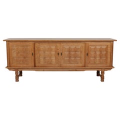 Danish Henning Kjærnulf style Long Sideboard of Oak with 4 Doors Brutalist 1970s