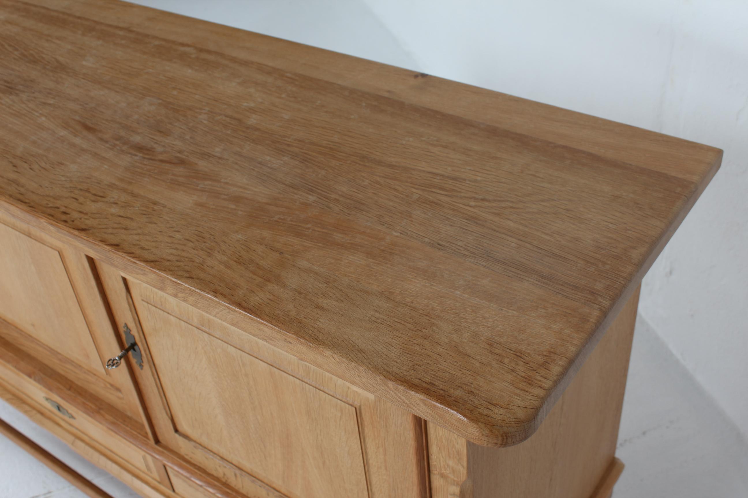 Danish Henning Kjærnulf Style Long Sideboard of Solid Oak with 3 Doors 1970s 6