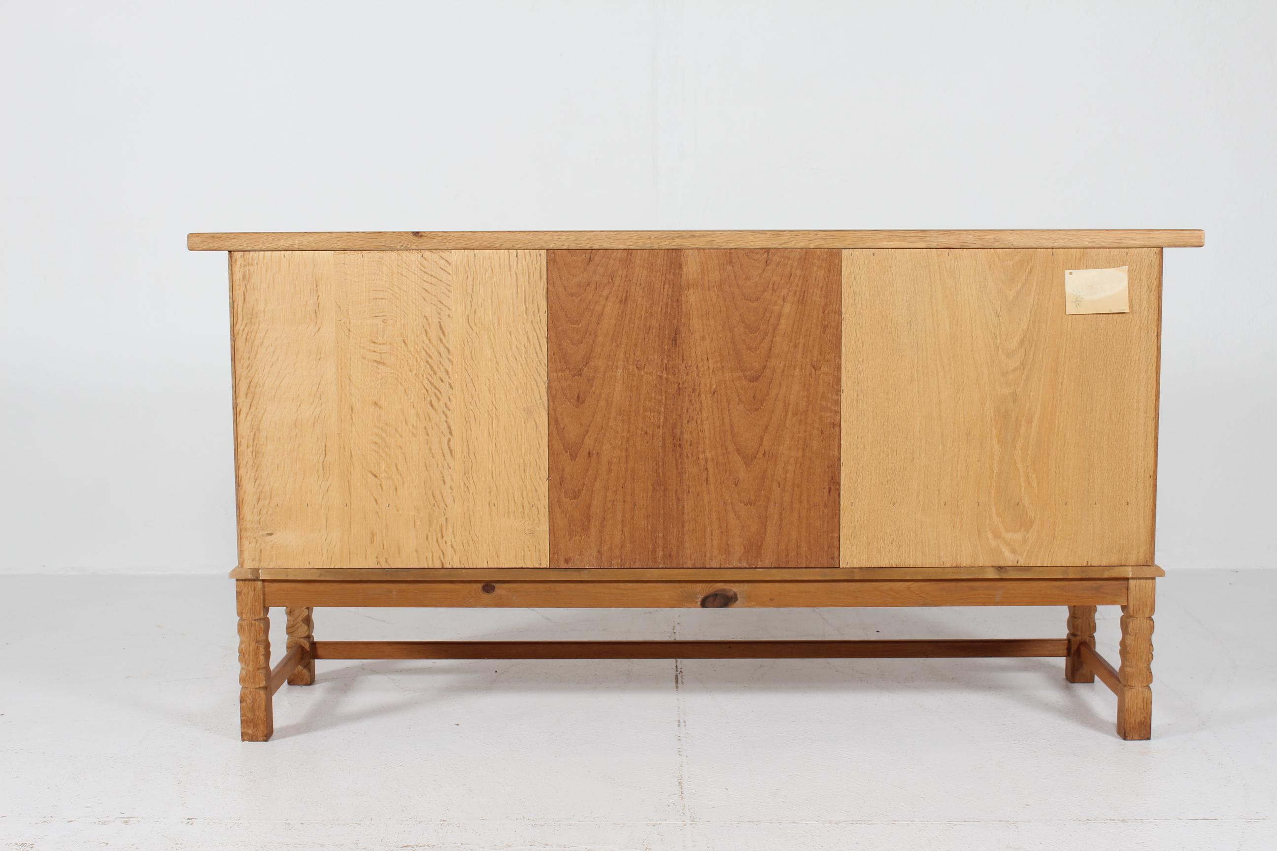 Danish Henning Kjærnulf Style Long Sideboard of Solid Oak with 3 Doors 1970s 7