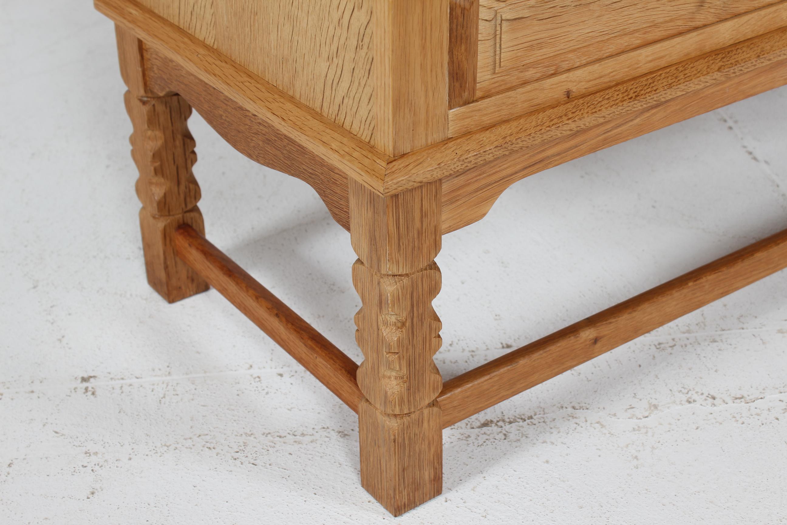 Late 20th Century Danish Henning Kjærnulf Style Long Sideboard of Solid Oak with 3 Doors 1970s