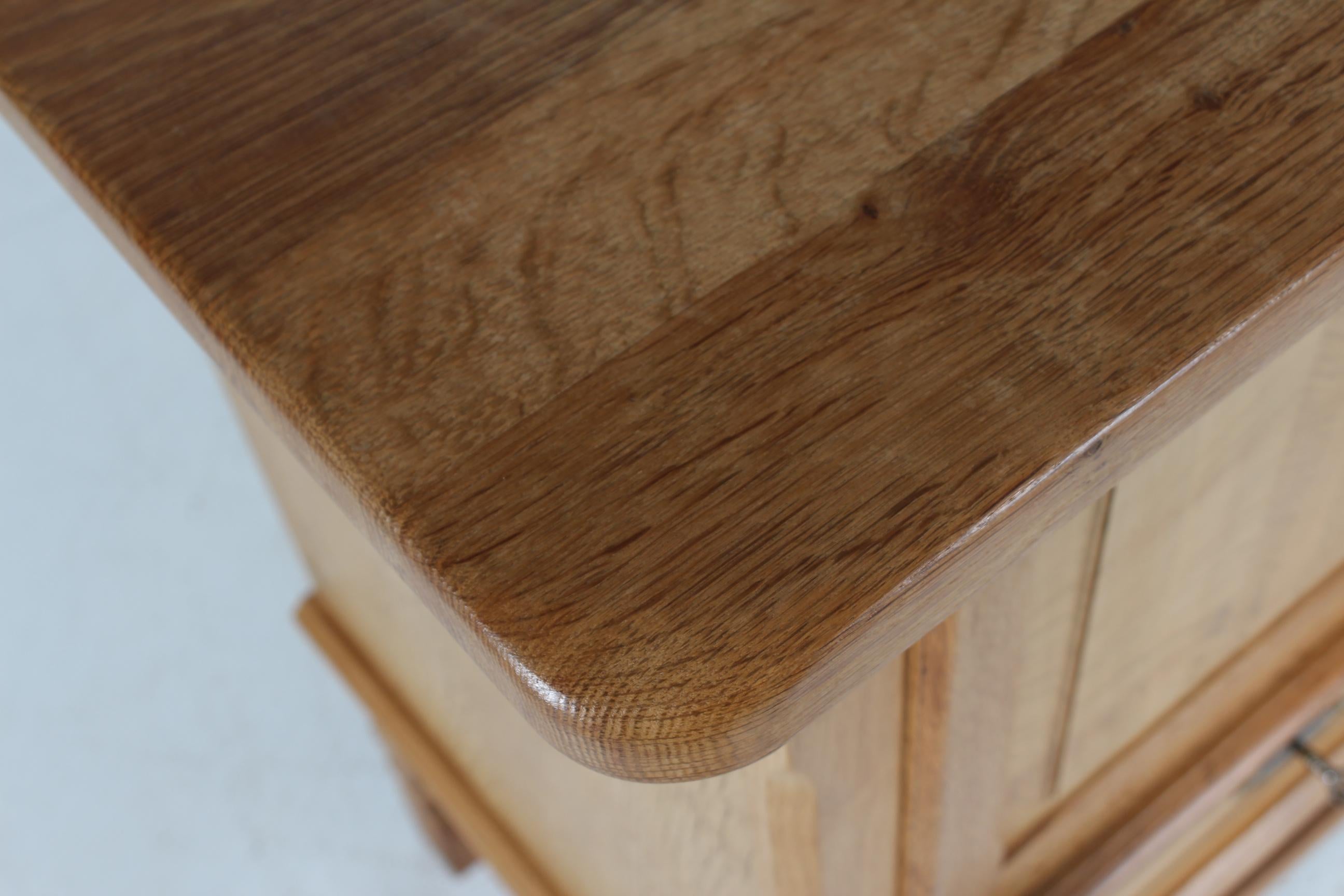 Danish Henning Kjærnulf Style Long Sideboard of Solid Oak with 3 Doors 1970s 2