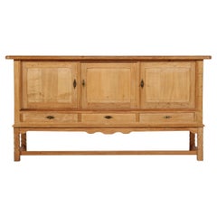 Danish Henning Kjærnulf Style Long Sideboard of Solid Oak with 3 Doors 1970s