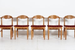 Danish Henning Kjærnulf Style Set of 6 Dining Chairs of Solid Oak 1970s
