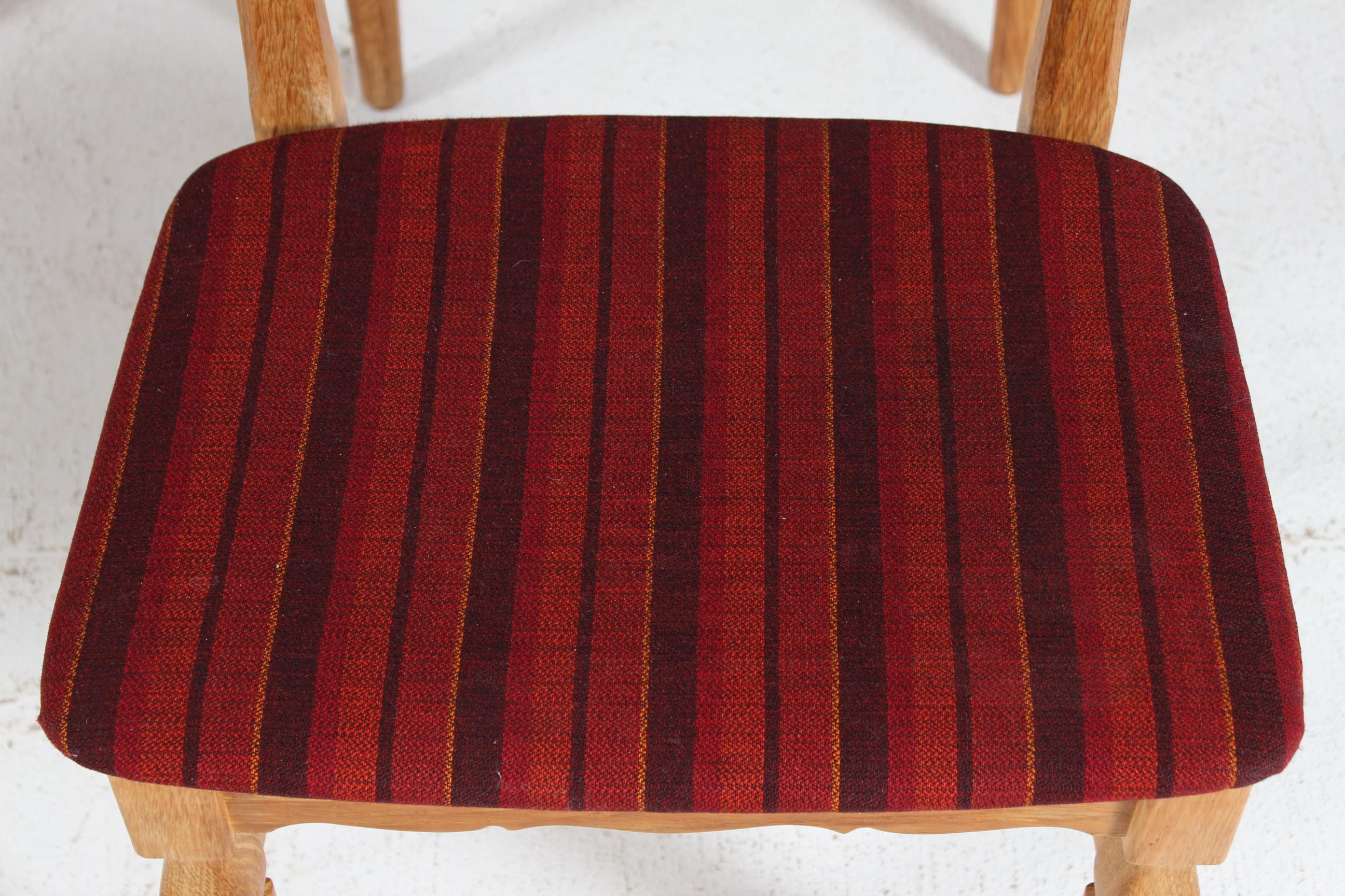 Late 20th Century Danish Henning Kjærnulf Style Set of 6 Dining Chairs of Solid Oak 1970s For Sale