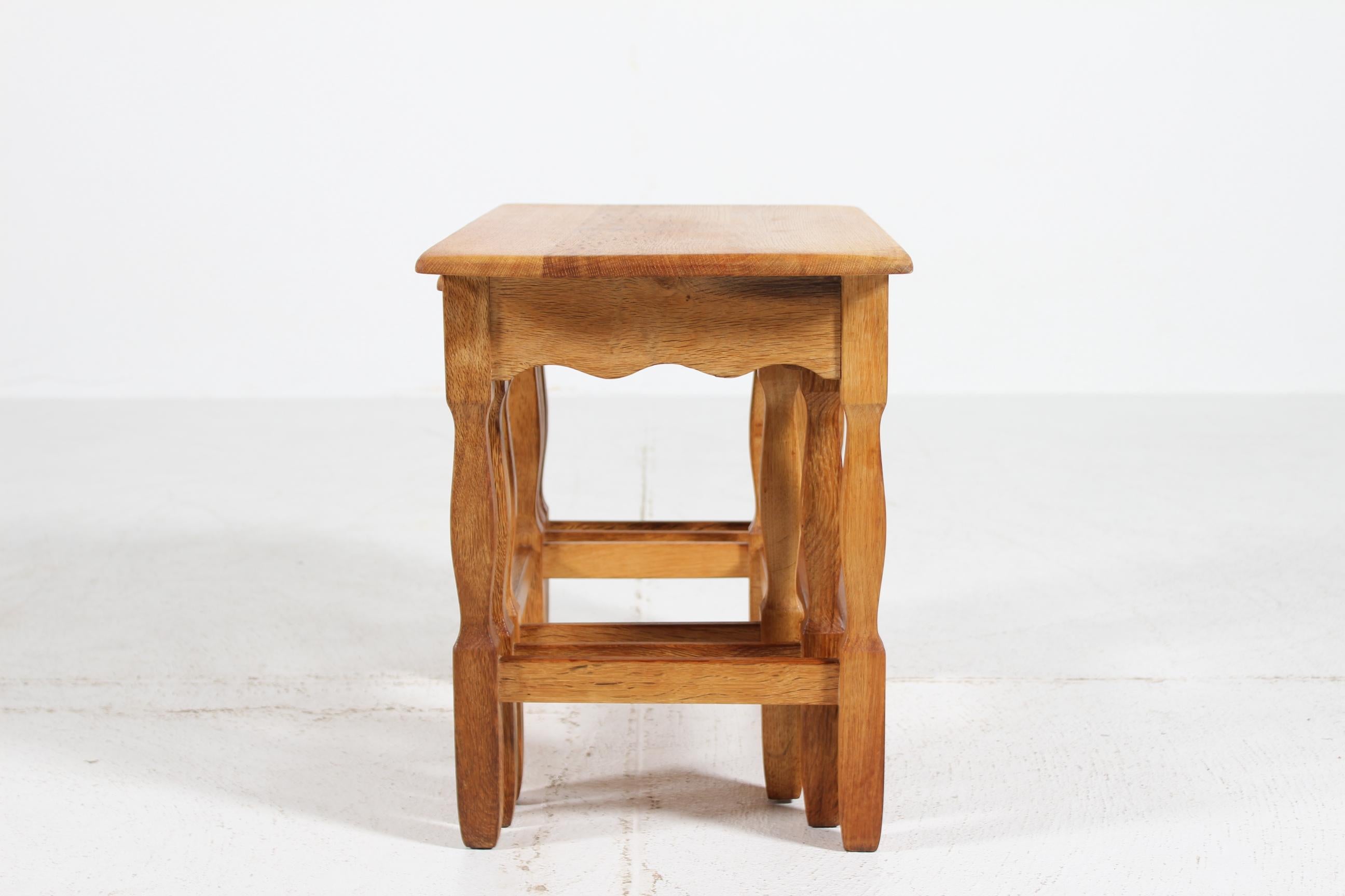 Danish Henning Kjærnulf style Set of Nesting Tables of Solid Oak, 1970s For Sale 4