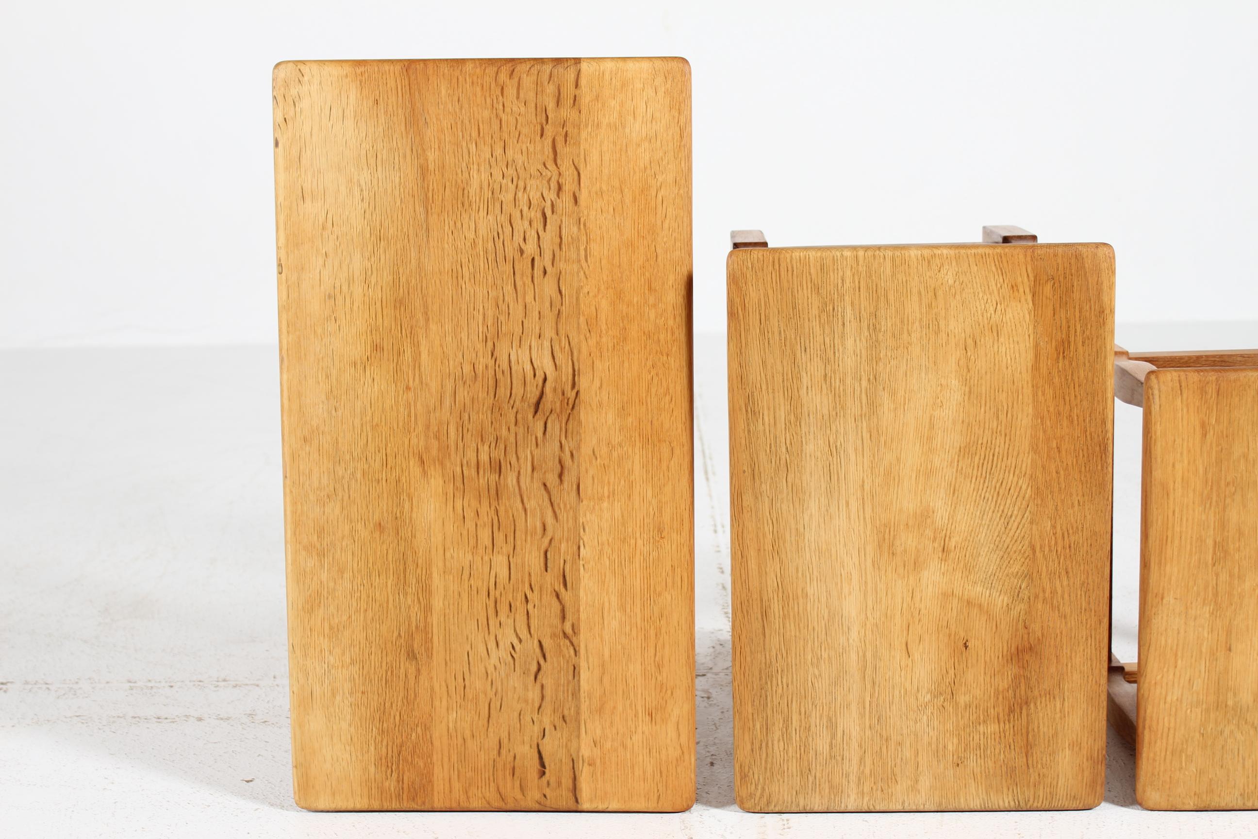Danish Henning Kjærnulf style Set of Nesting Tables of Solid Oak, 1970s For Sale 9
