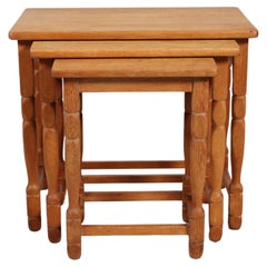 Danish Henning Kjærnulf style Set of Nesting Tables of Solid Oak, 1970s