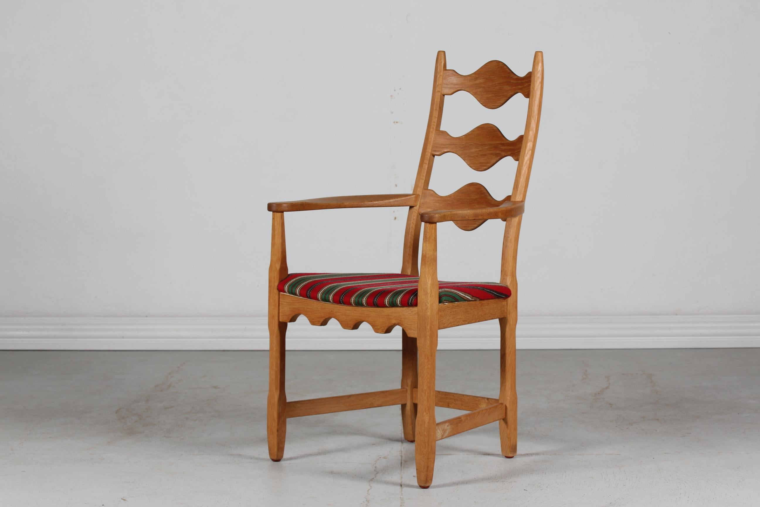 Mid-Century Modern Danish Henning Kjærnulf Style Tall Sculptural Chair Oak Brutalist 1970s