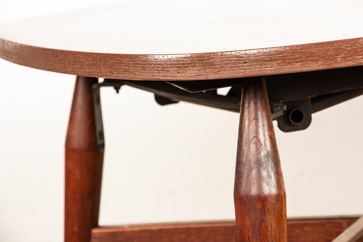 Danish high and low table, teak and brown lacquered wood, Smørrebrød model 1960. For Sale 4