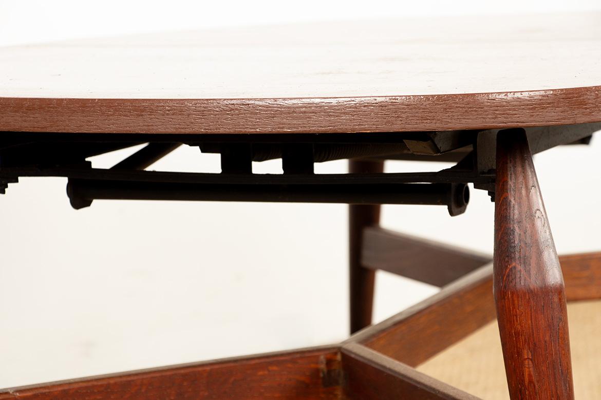 Danish high and low table, teak and brown lacquered wood, Smørrebrød model 1960. For Sale 7