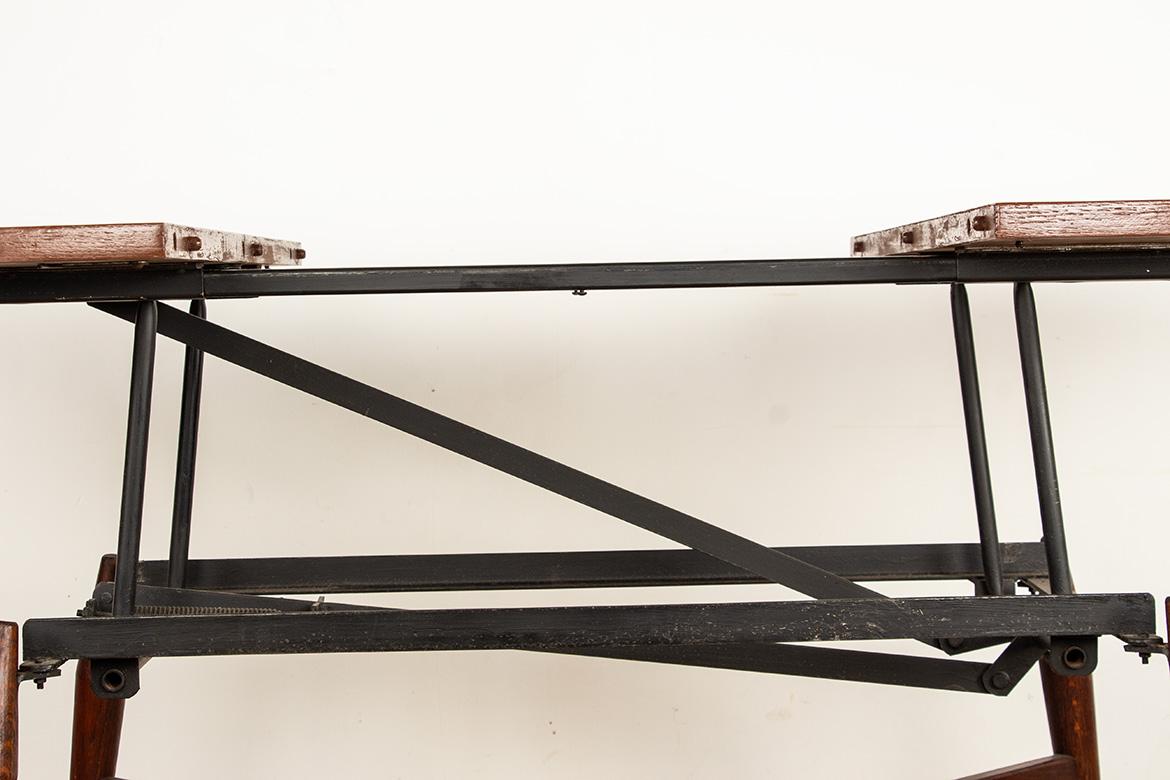 Danish high and low table, teak and brown lacquered wood, Smørrebrød model 1960. For Sale 10