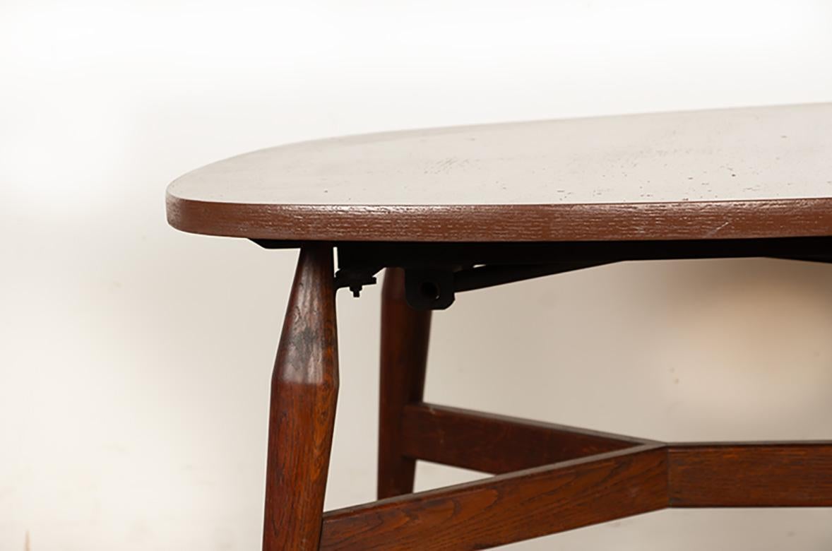 Danish high and low table, teak and brown lacquered wood, Smørrebrød model 1960. In Excellent Condition For Sale In JOINVILLE-LE-PONT, FR