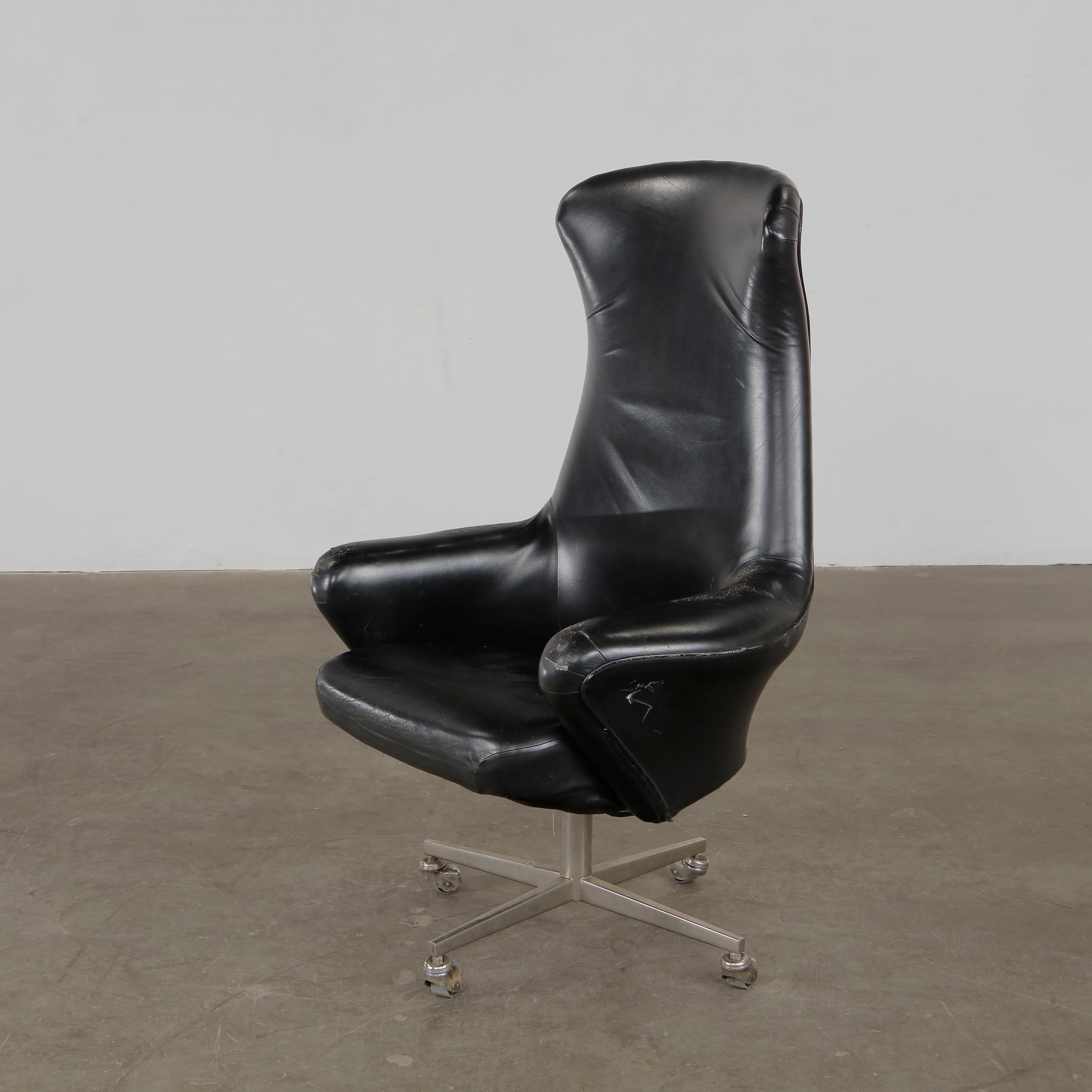 Mid-Century Modern Chaise de direction danoise à dossier haut, années 1960 en vente