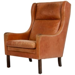 Danish High Back Leather Chair