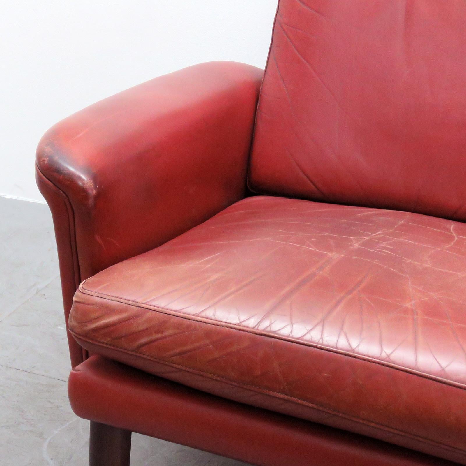 Danish High Back Leather Lounge Chair, 1960 For Sale 3