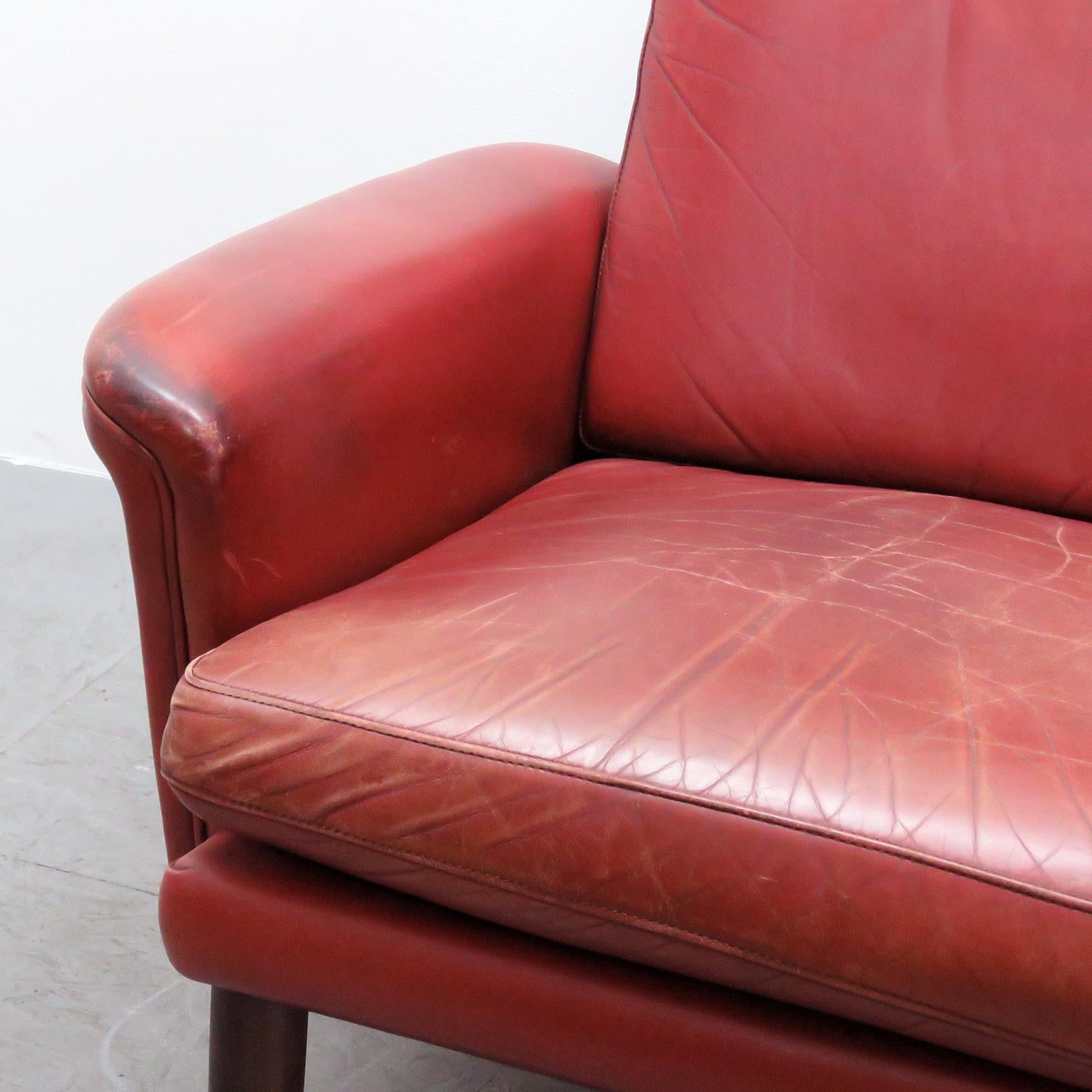 Danish High Back Leather Lounge Chair, 1960 For Sale 4