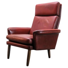 Danish High Back Leather Lounge Chair, 1960