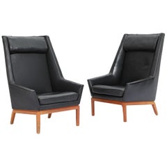 Danish High Back Lounge Chair by Erik Kolling Andersen for Peder Pedersen, Pair