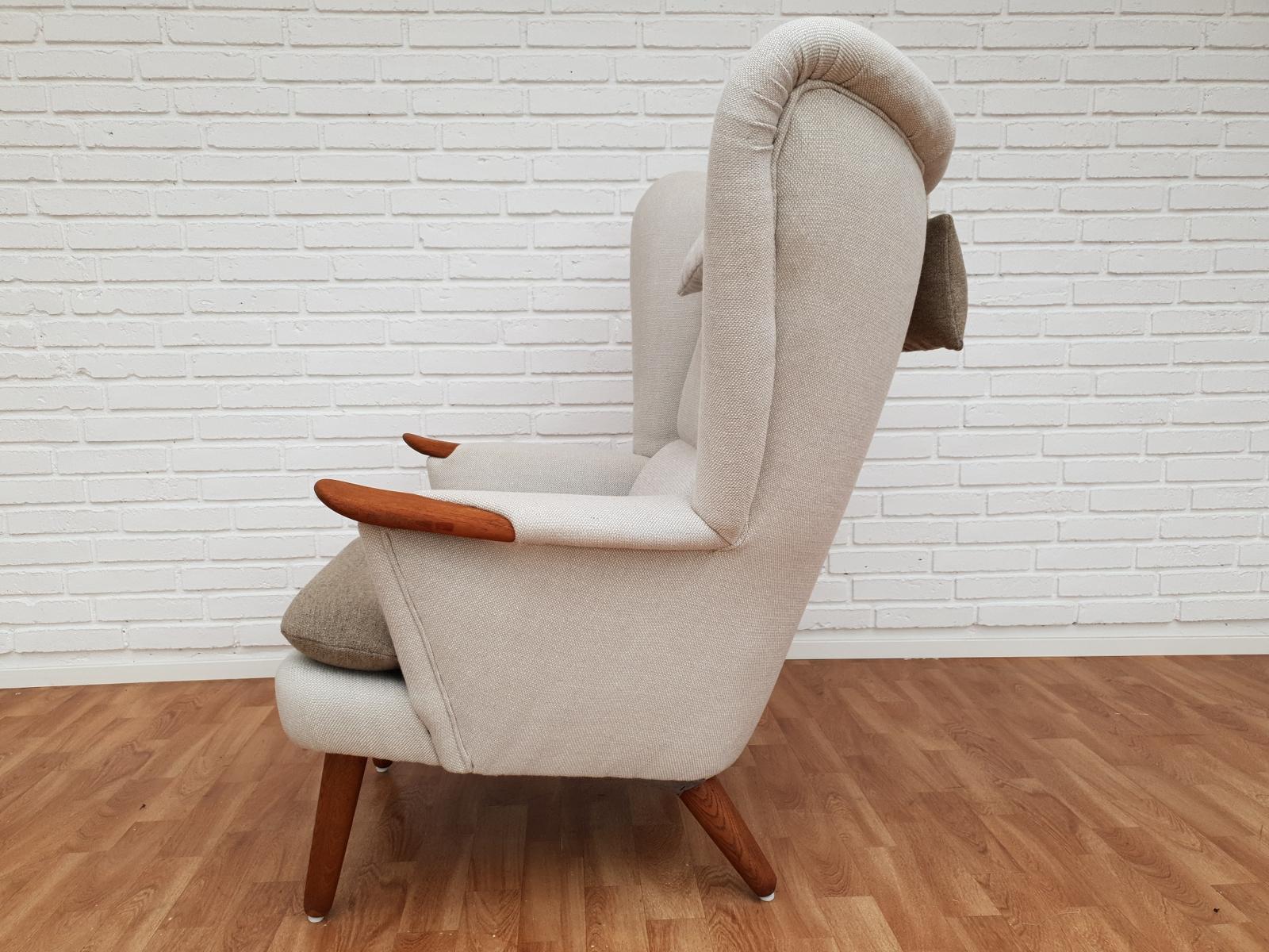 Danish High-Backed Armchair, Kvadrat Wool by Nana Ditzel, Completely Renovated 11