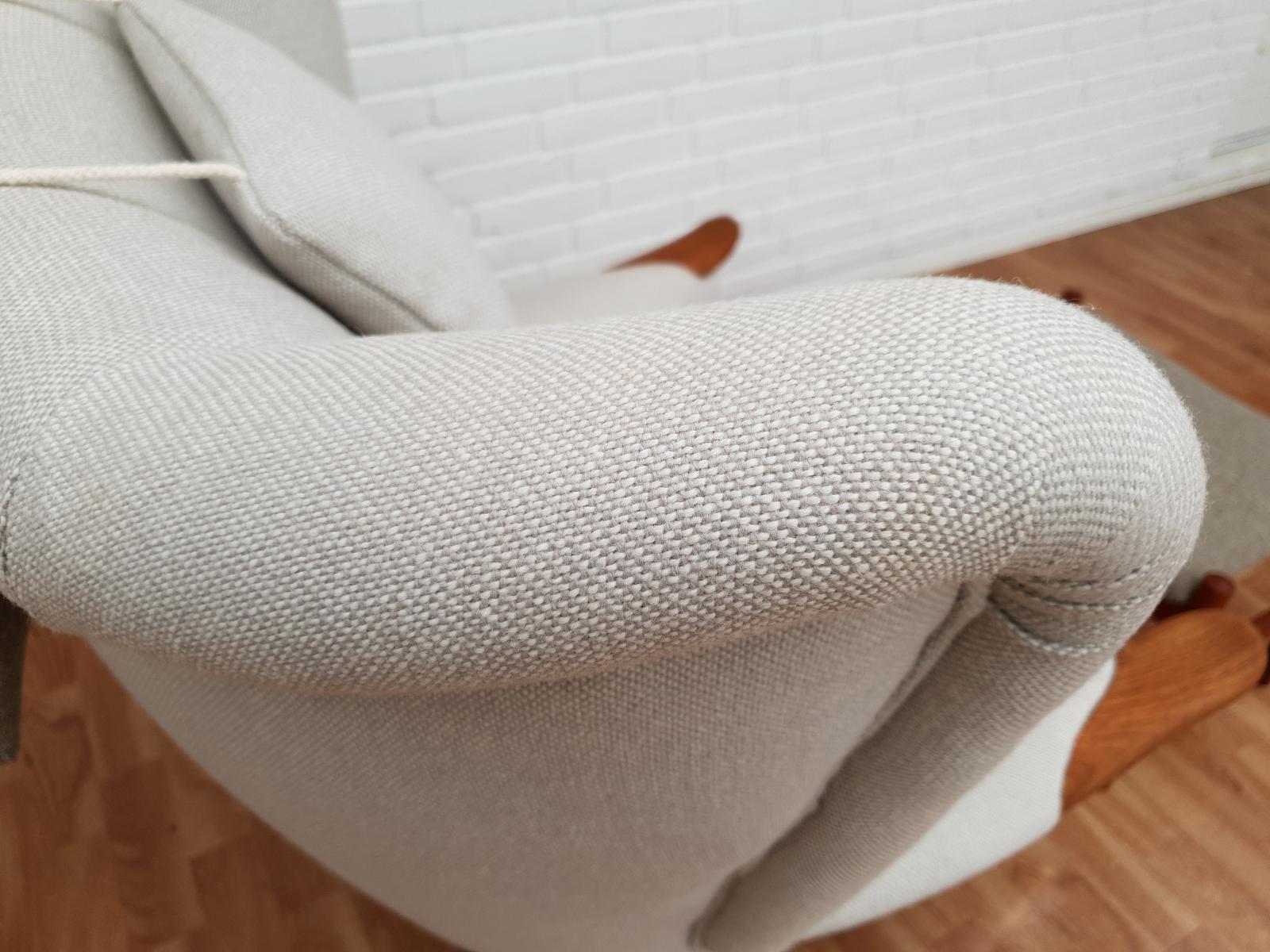 Danish High-Backed Armchair, Kvadrat Wool by Nana Ditzel, Completely Renovated 2