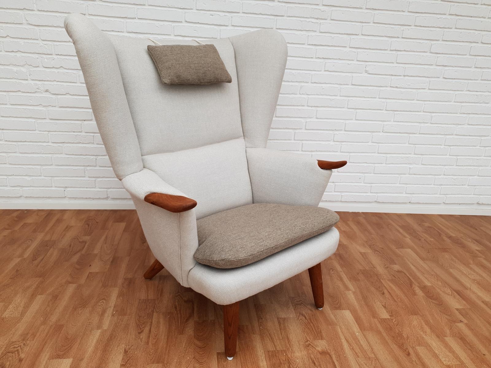 Danish High-Backed Armchair, Kvadrat Wool by Nana Ditzel, Completely Renovated 3