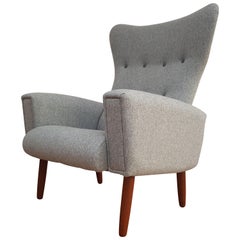 Danish High-Backed Armchairs 1970s, Teak Wood, Completely Restored
