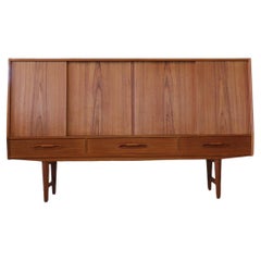 Dänisches Hochbrett aus Teakholz mit Barschrank 60er Jahre