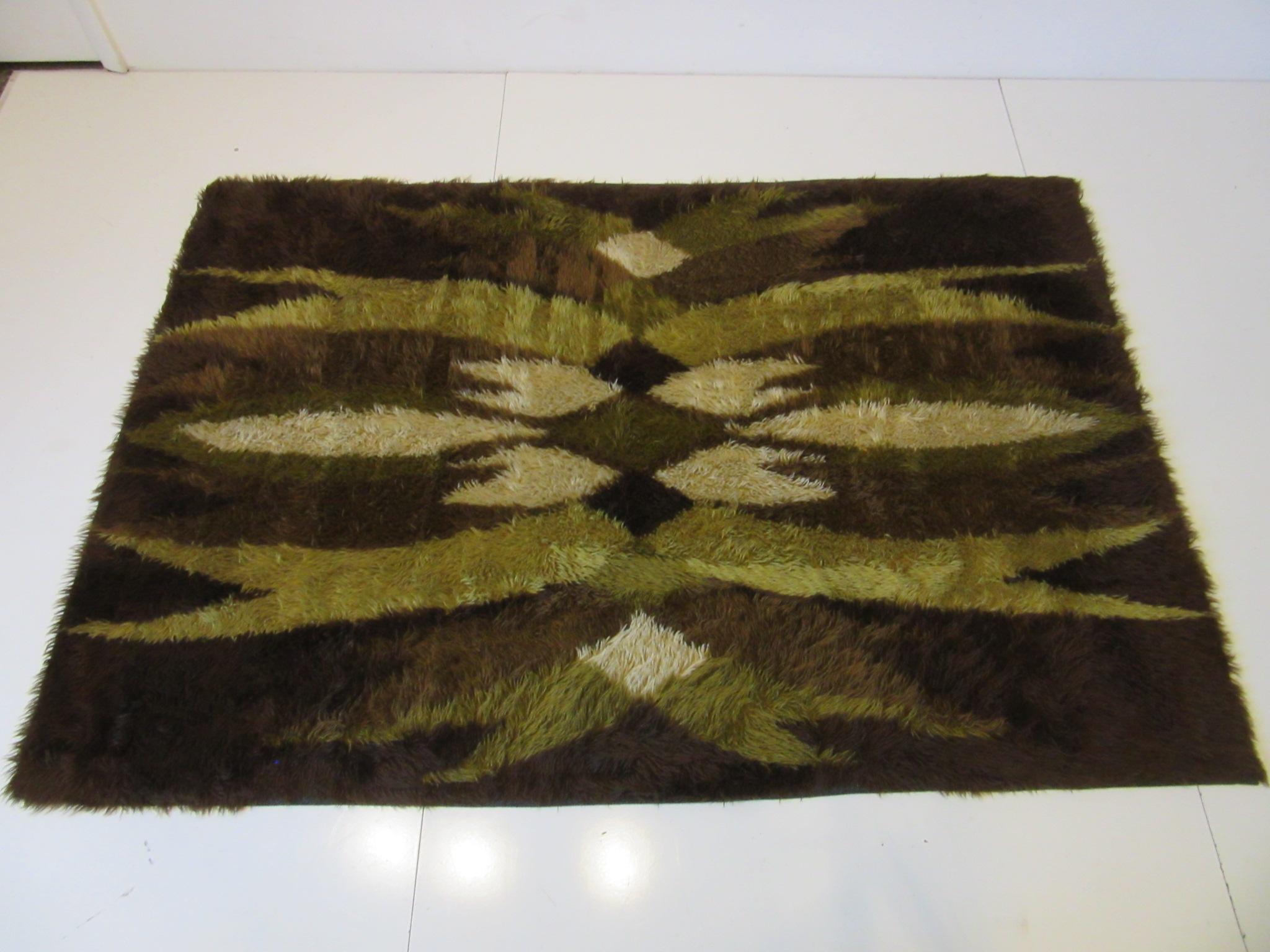 Danish High Pile Woven Wool Rya Rug 5