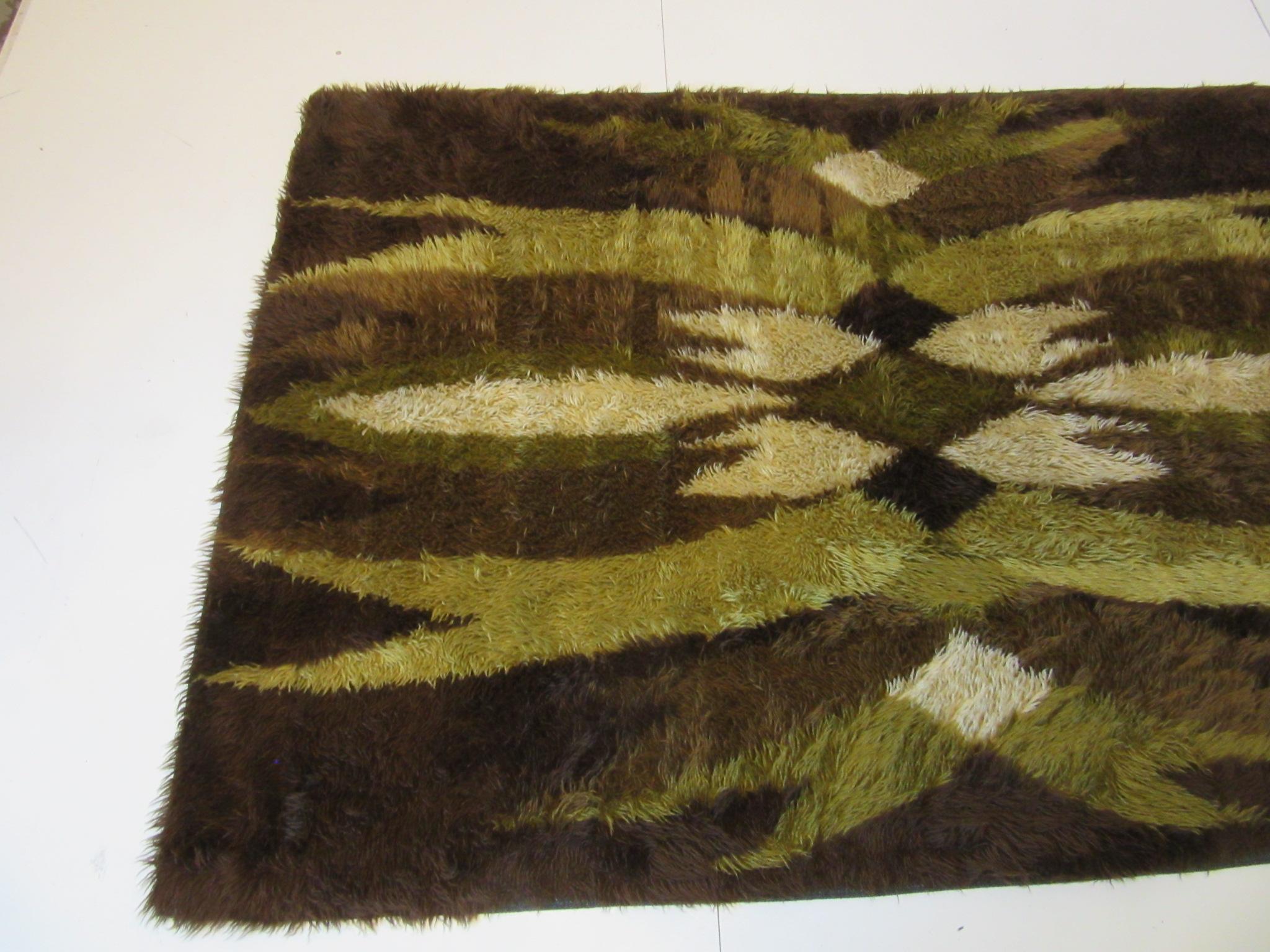 20th Century Danish High Pile Woven Wool Rya Rug