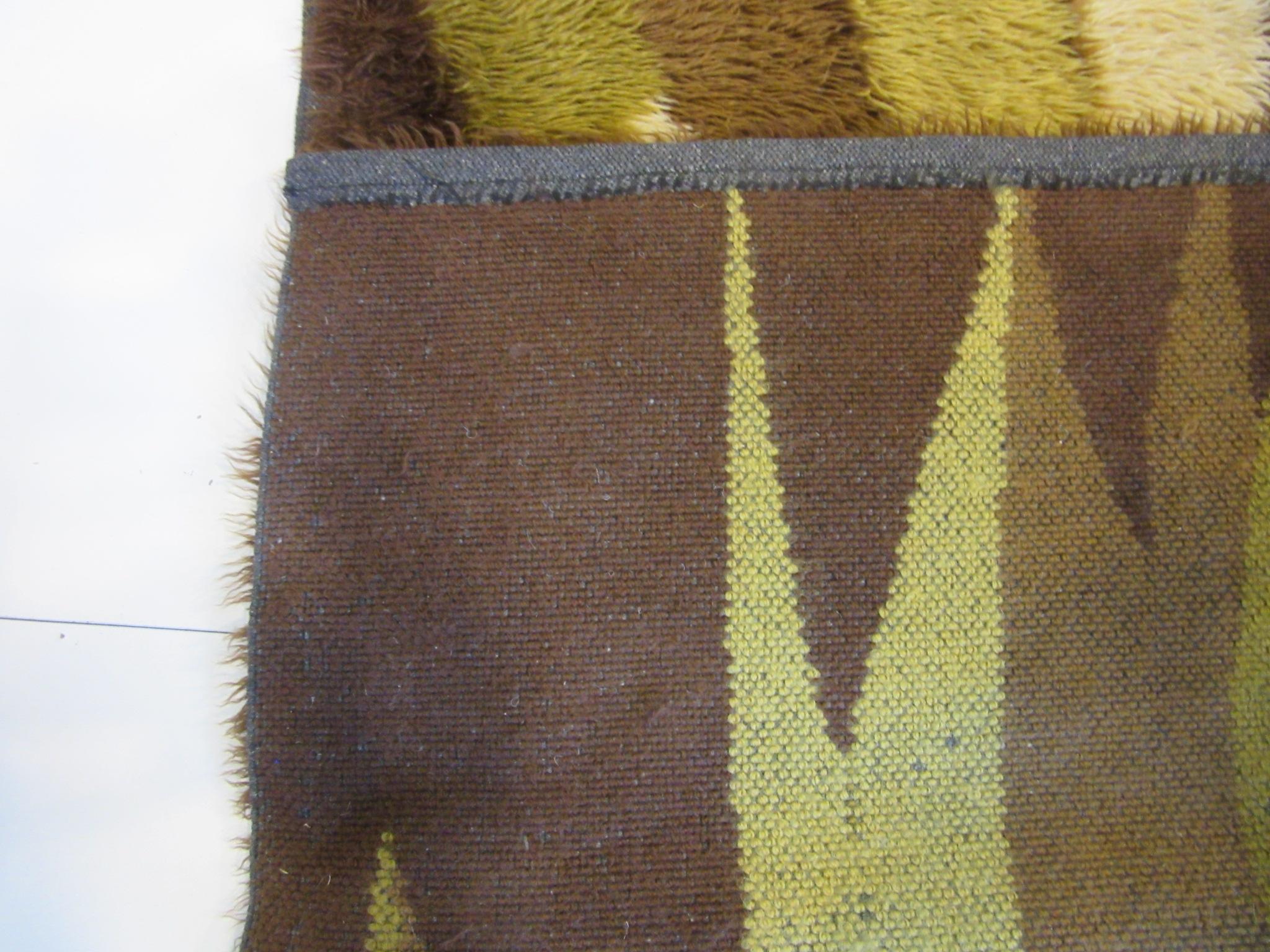 Danish High Pile Woven Wool Rya Rug For Sale 3