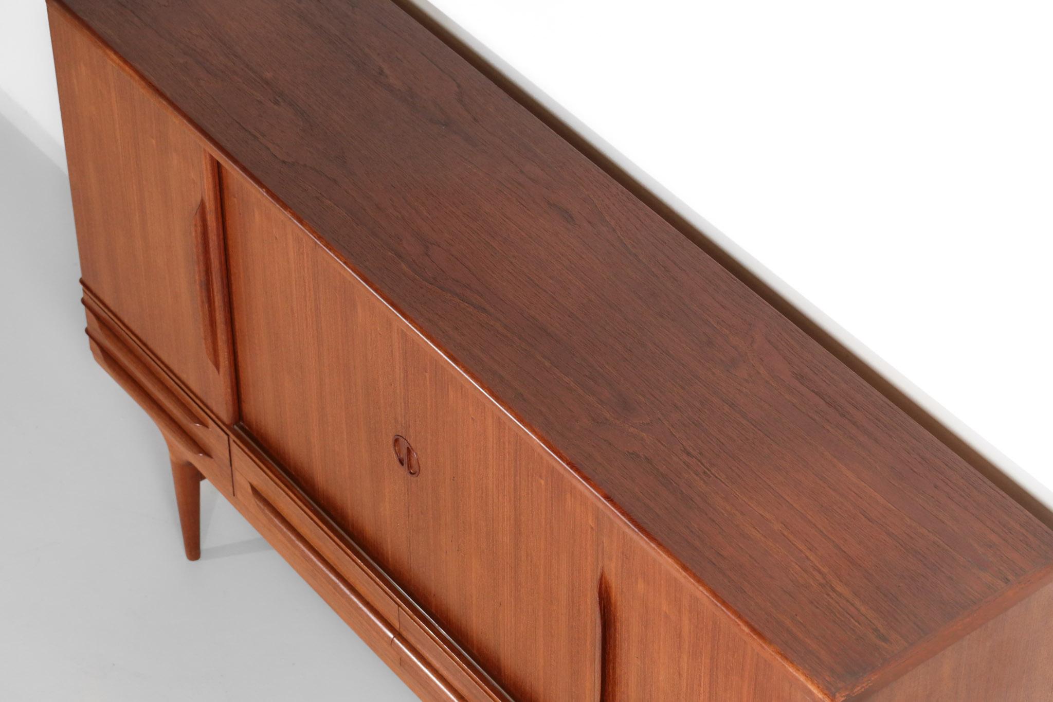 Danish High Sideboard by Johannes Andersen Scandinavian Design Teak Buffet 1