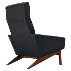Danish Highback Chair in Grey Upholstery